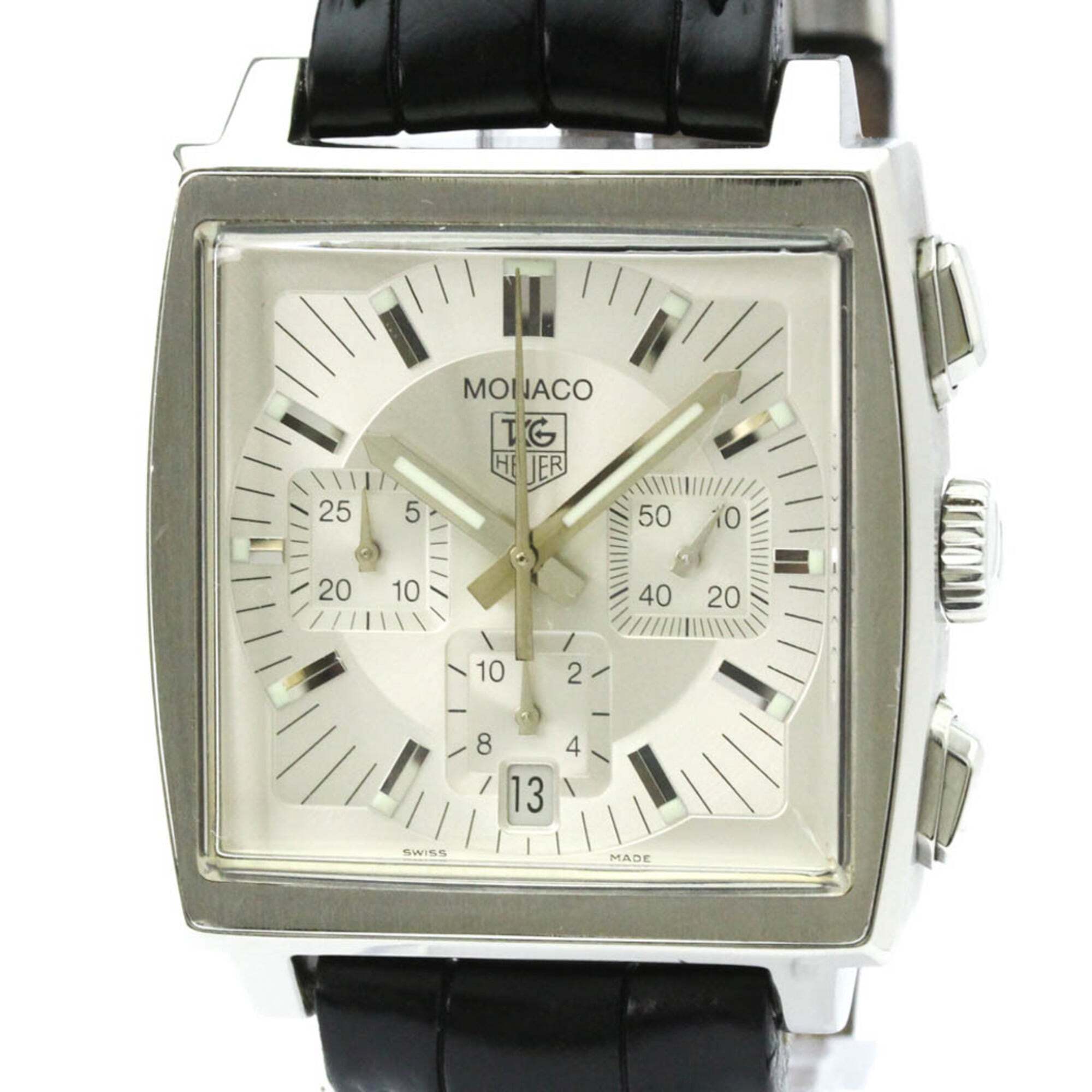 Tag Heuer Monaco Chronograph Steel Automatic Mens Watch Cw2112 Polished